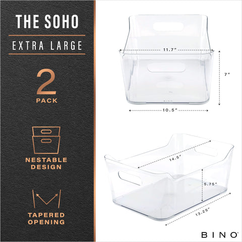 BINO X-Large clear bin with side handles for effortless lifting and moving.