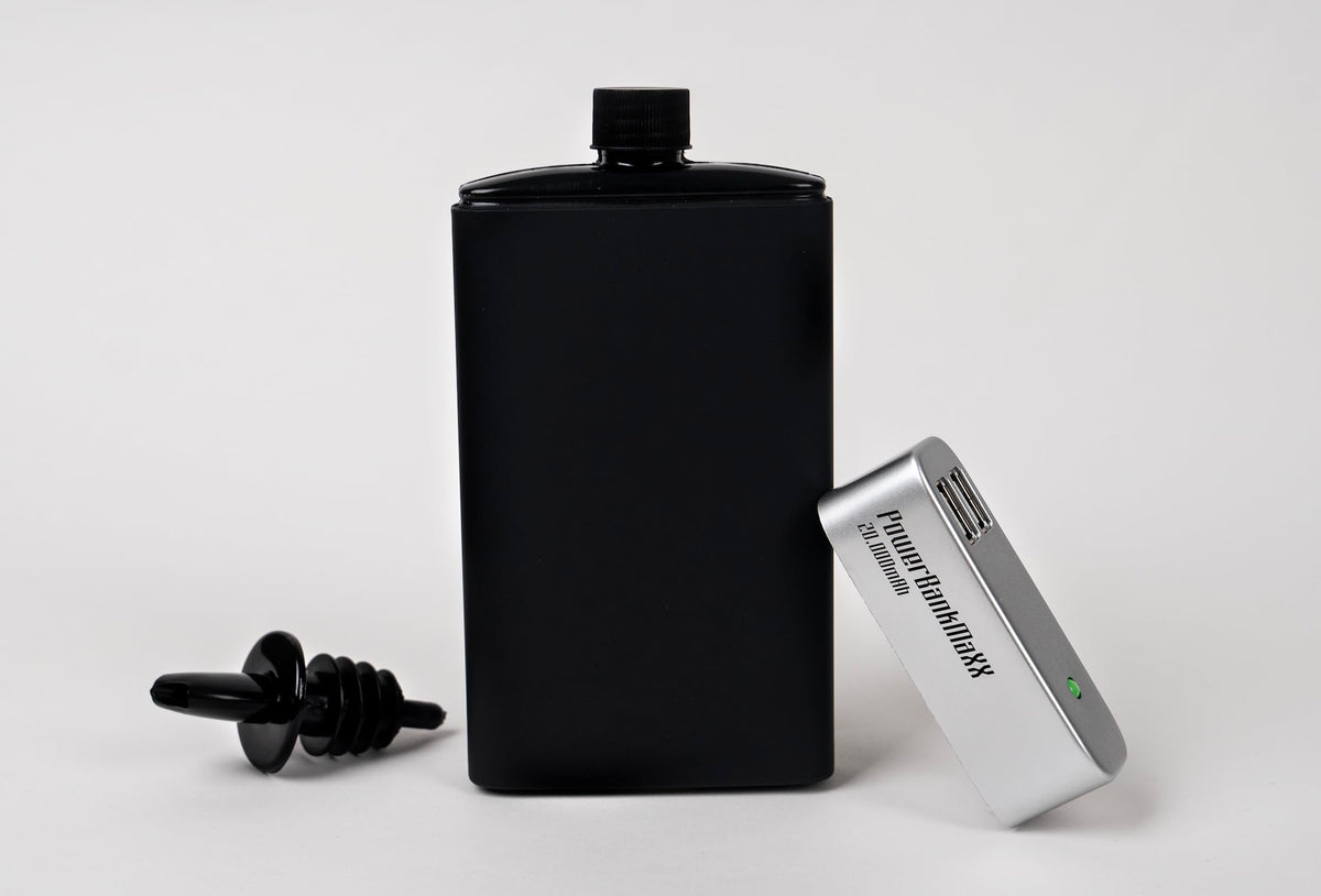 Binocktails Bev-Bank Flask outer shell offers a sleek discreet disguise.