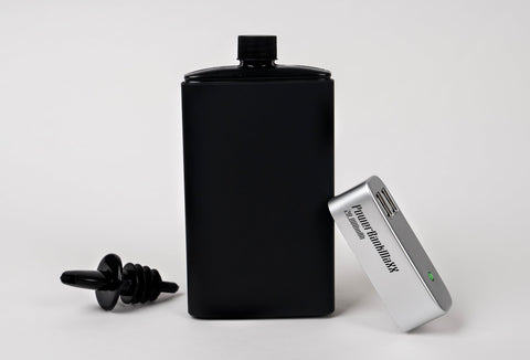 Binocktails Bev-Bank Flask outer shell offers a sleek discreet disguise.