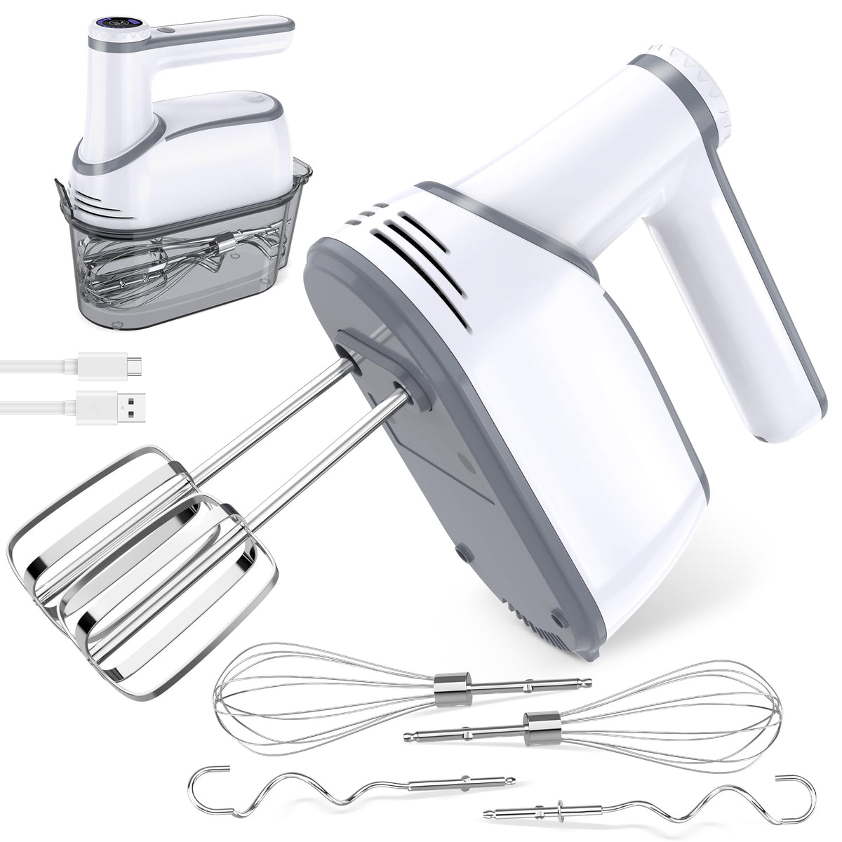 binROC cordless hand mixer compact design, ideal for on-counter baking anywhere.