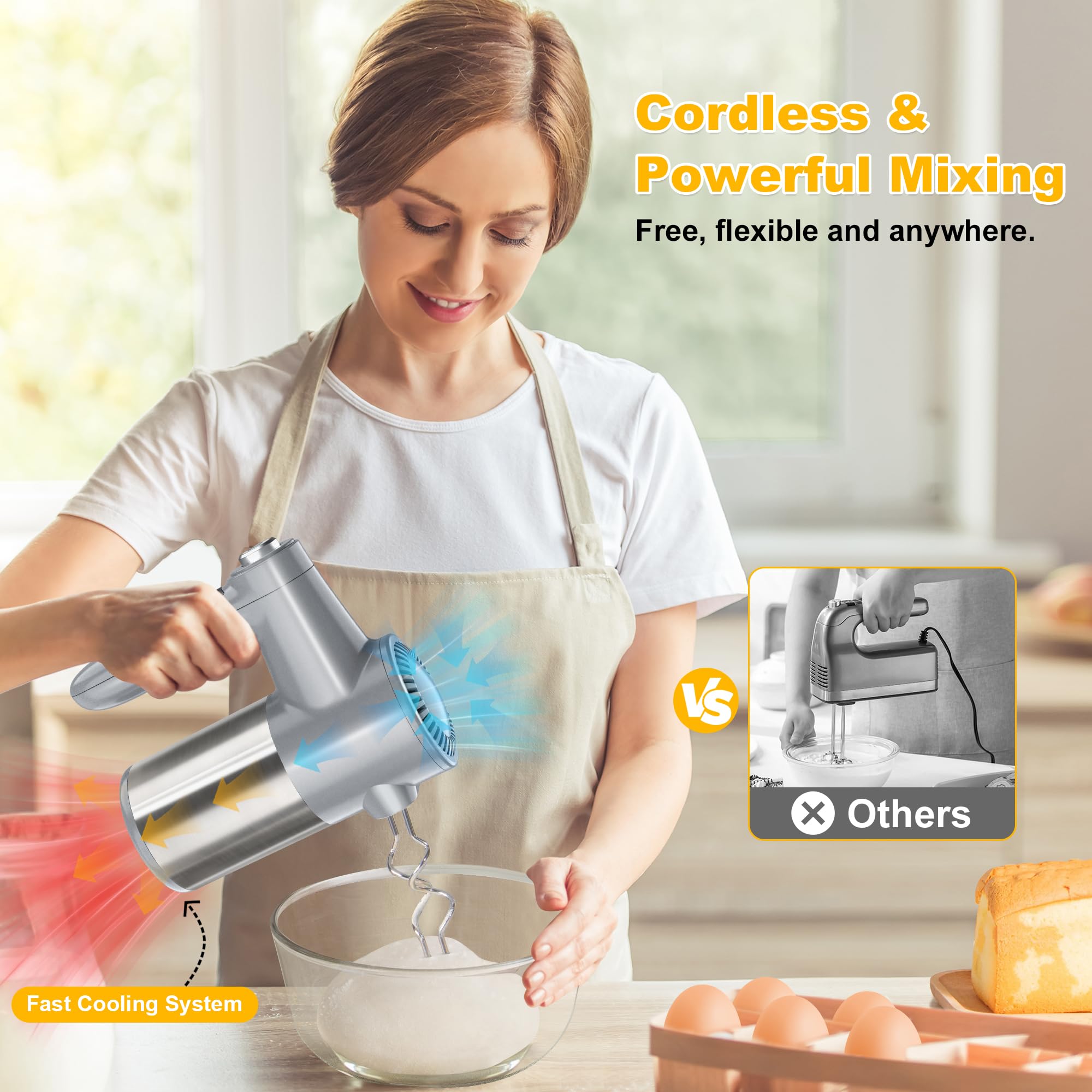BinROC cordless hand mixer digital display shows precise speed selection