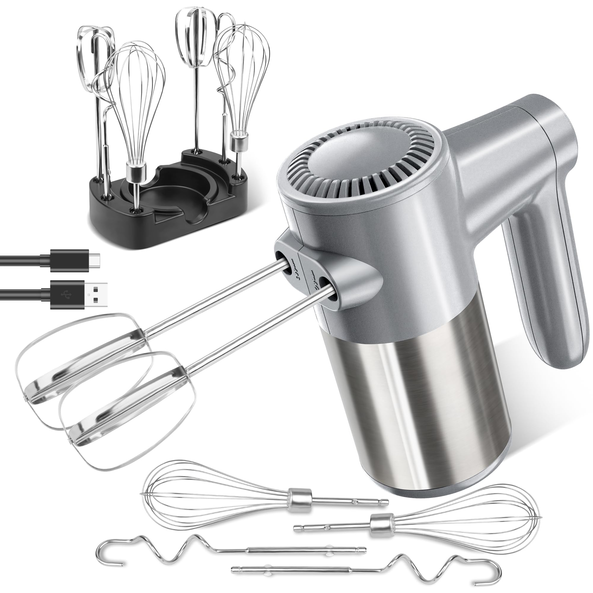 BinROC cordless hand mixer front view for easy grip during prep