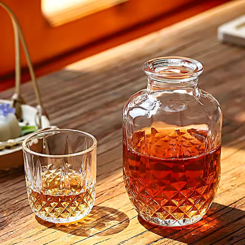 Binsakao mouthwash decanter in bathroom adds elegance and spill resistance.