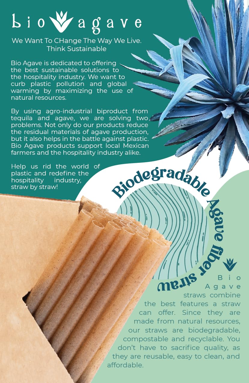 BIO AGAVE agave fiber straw pack, convenient 150-piece set for daily use.