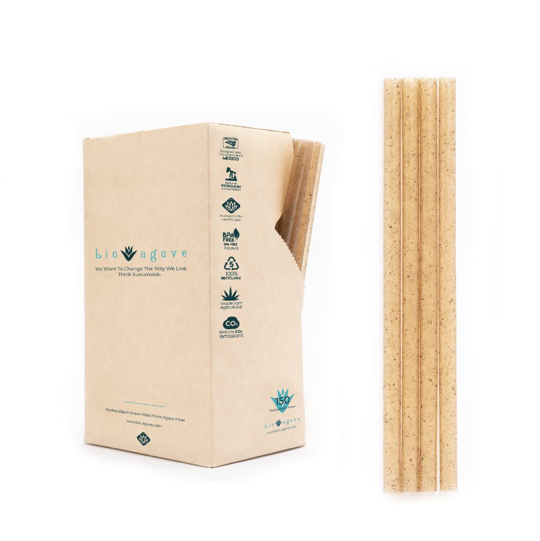 BIO AGAVE jumbo straws in box front for eco-friendly sipping