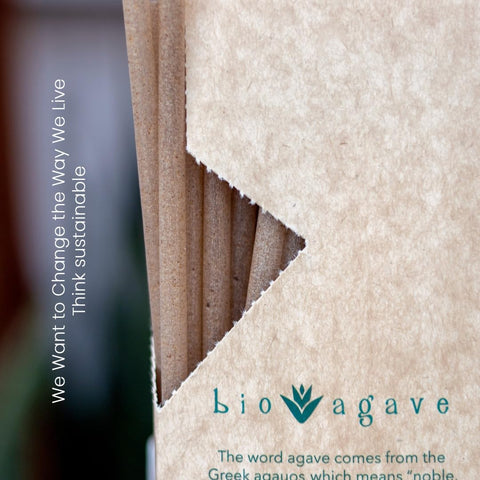Close-up of BIO AGAVE straw showing natural agave fiber texture