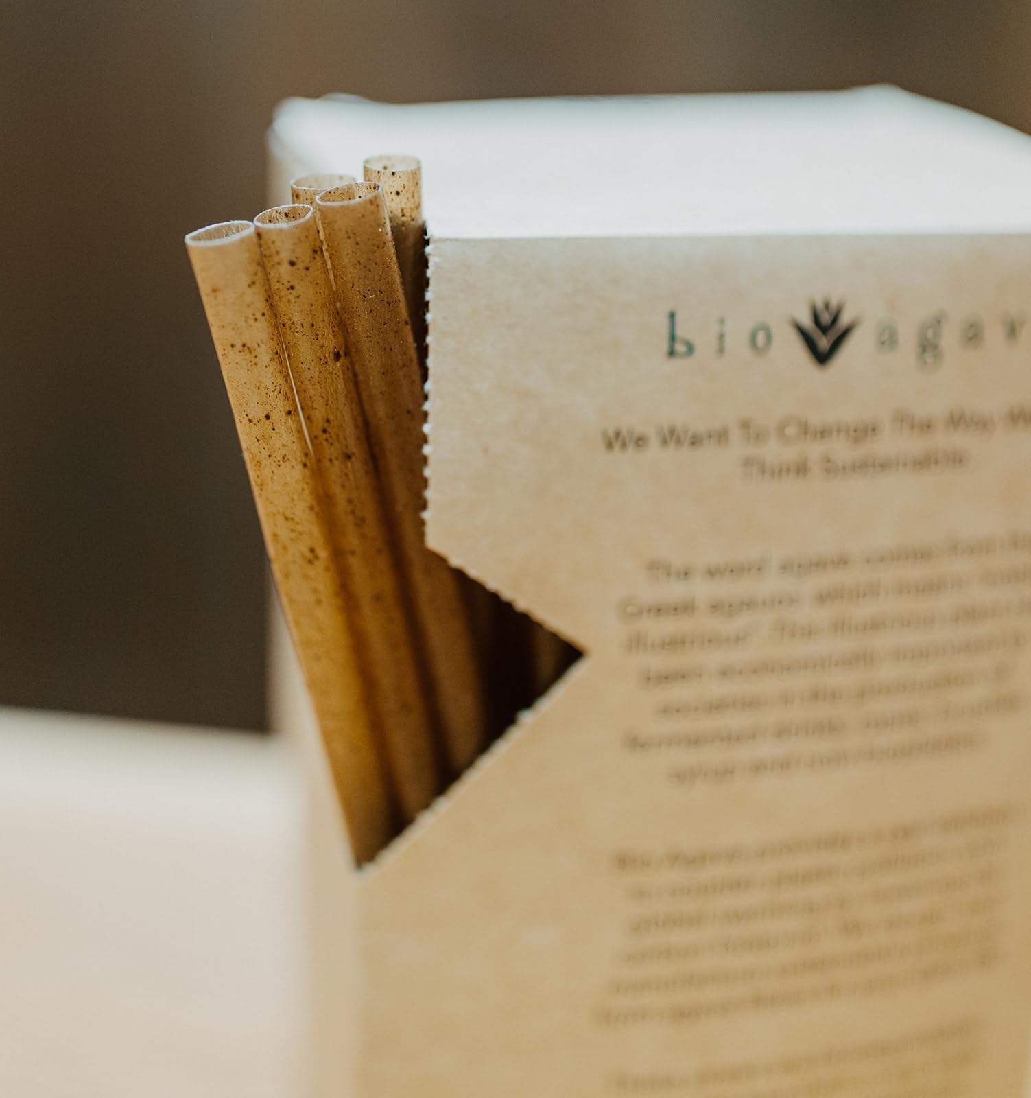 Close-up of BIO AGAVE straw texture, natural and compostable