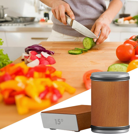 BIOBO rolling knife sharpener ceramic disc delivers a razor edge finish.