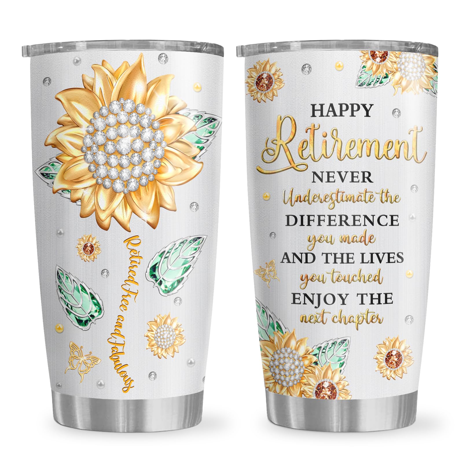 Biomlon retirement tumbler 20oz hero displays elegant design for gift-worthy occasions.