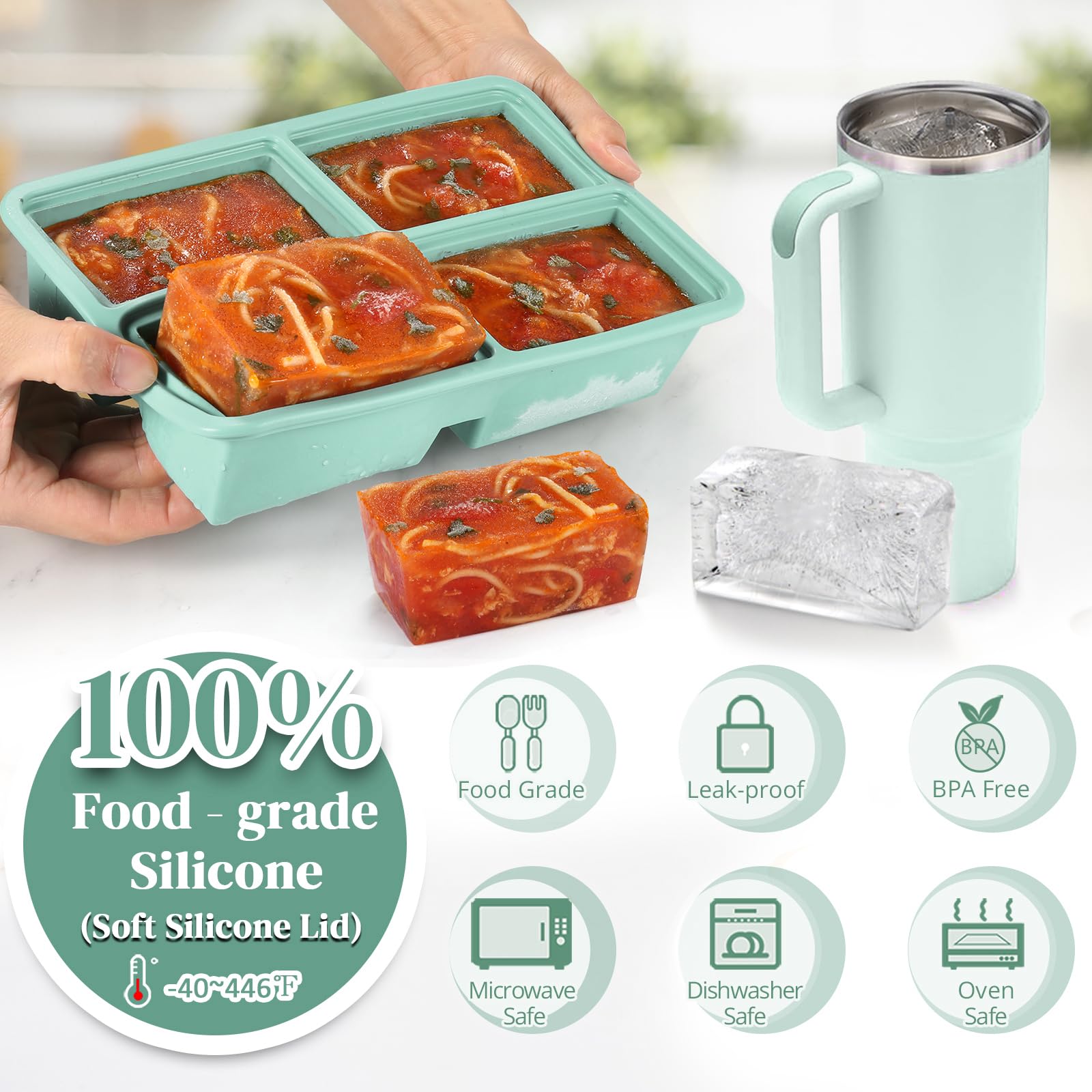 BIONMAPLE four-compartment tray seals tightly to prevent cross-flavor leakage.