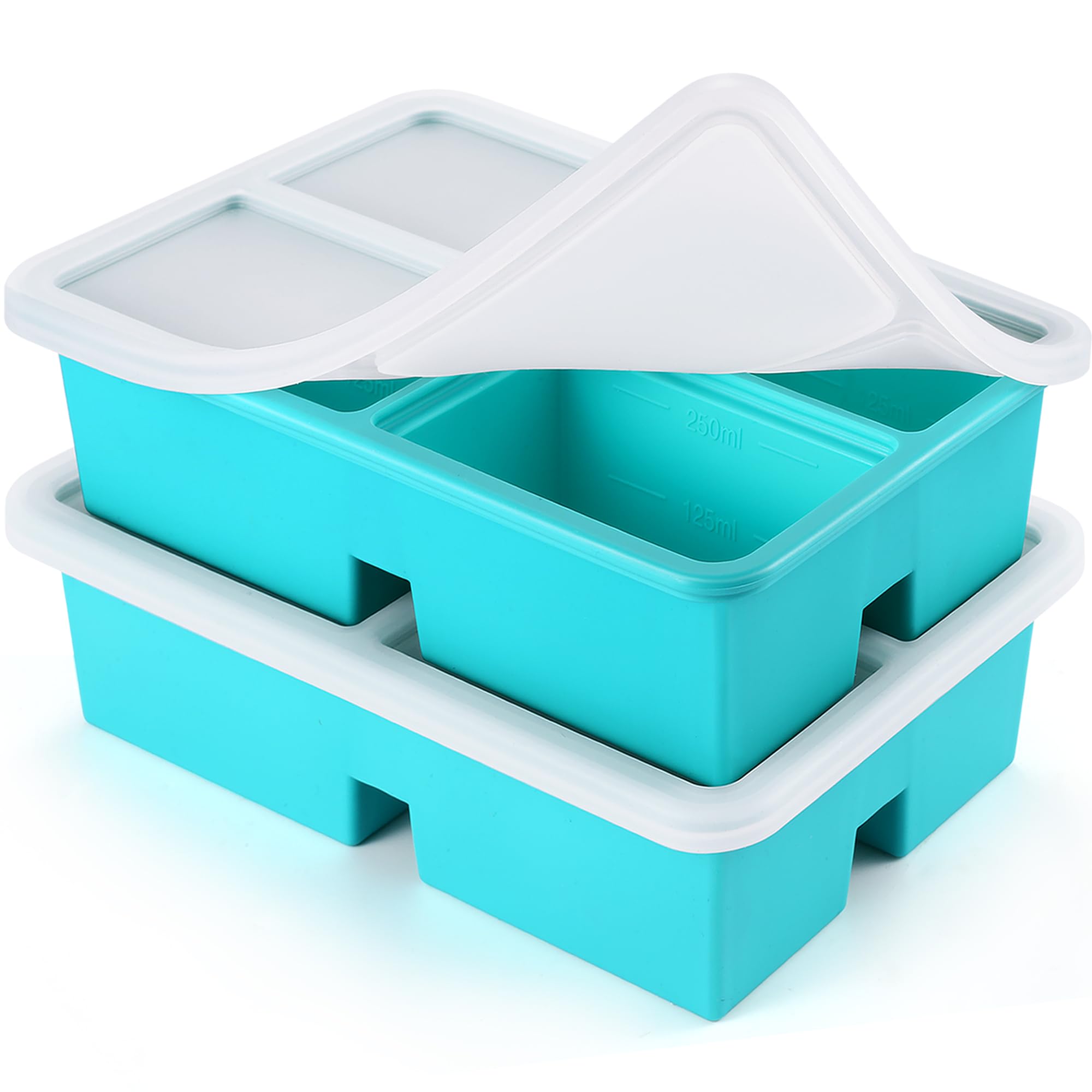 BIONMAPLE silicone freezer trays with lid showing secure seal for odor-free storage.
