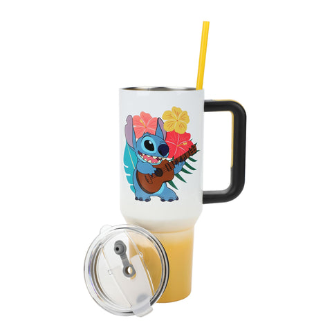 Bioworld Disney Stitch Hawaiian 40 Oz Tumbler packaging shown as gift-ready