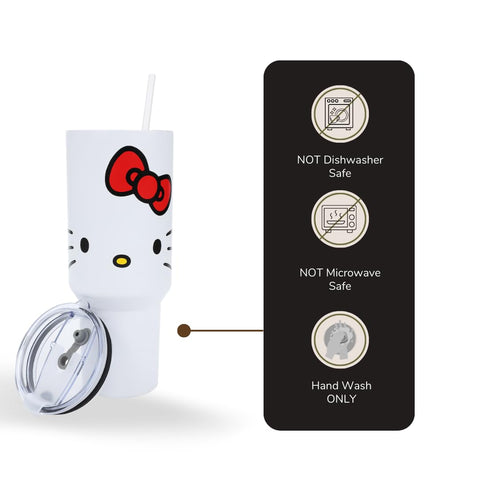 Bioworld Hello Kitty 40oz tumbler stainless steel build provides durability.