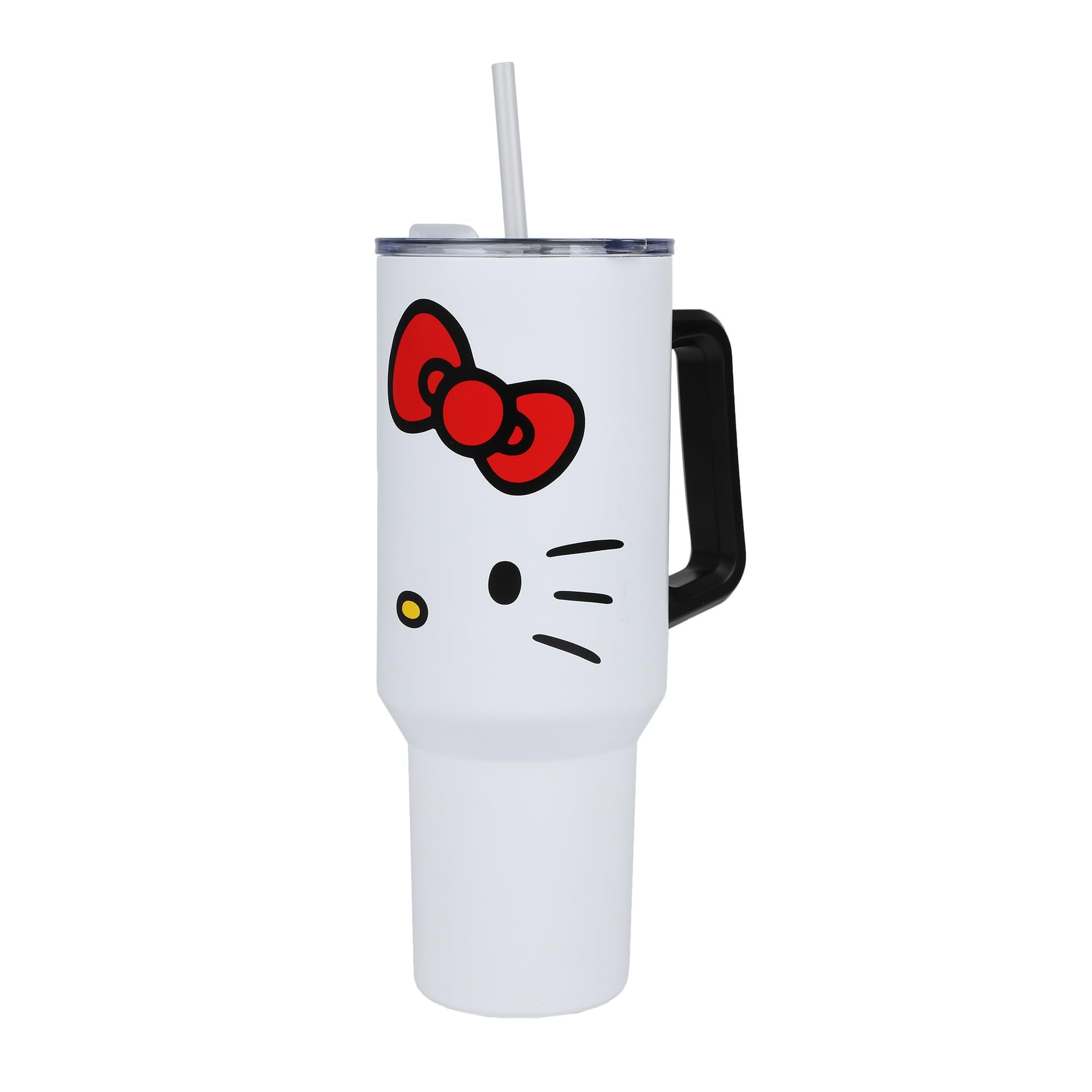 Bioworld Hello Kitty 40oz tumbler front design for all-day hydration on the go.