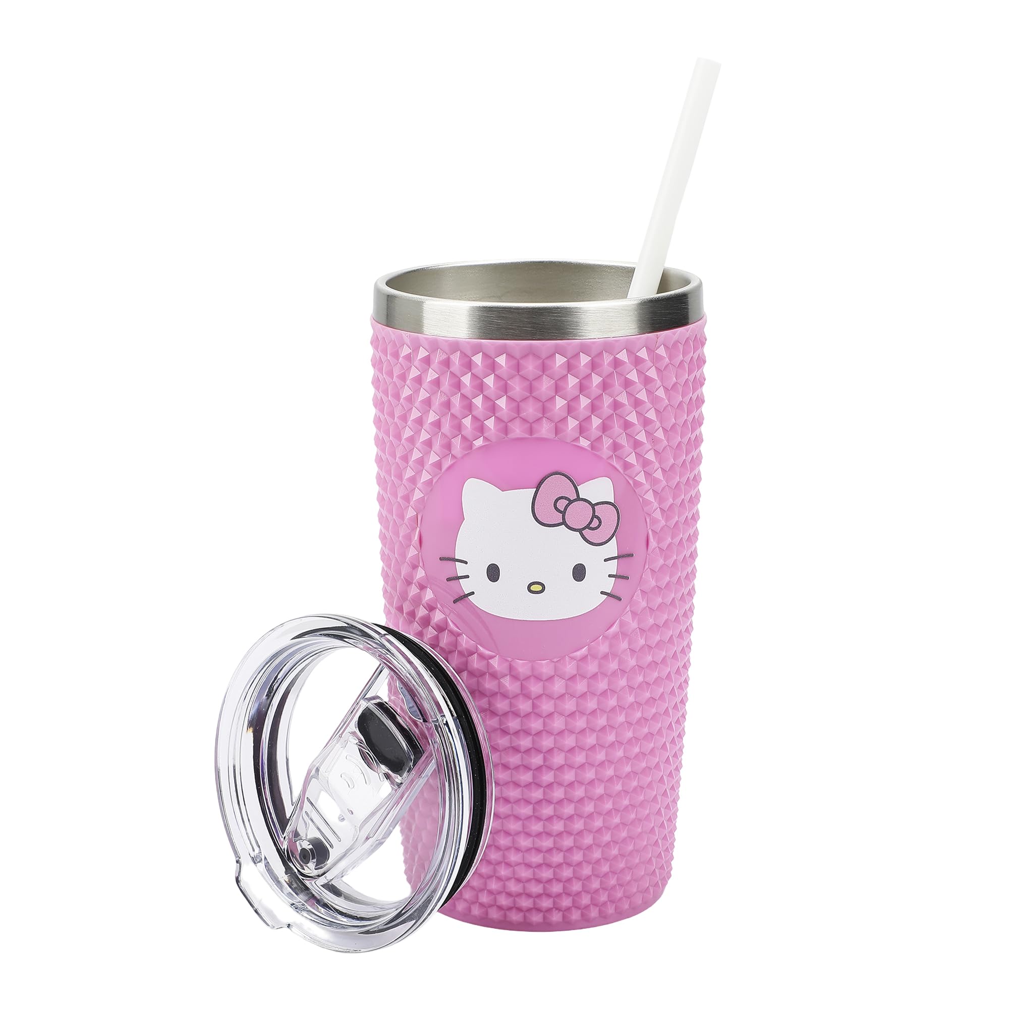 Bioworld Hello Kitty pink 20oz tumbler with face design for stylish hydration