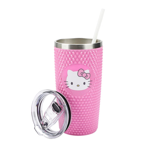 Bioworld Hello Kitty pink 20oz tumbler with face design for stylish hydration