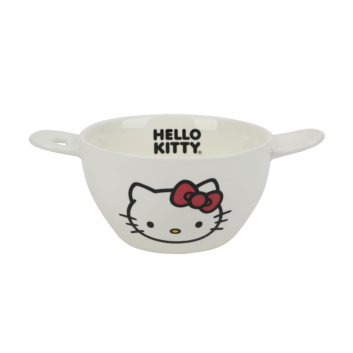 Bioworld Hello Kitty pink spoon pairs with the bowl for easy scooping.