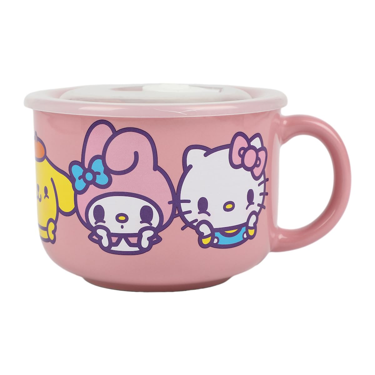 Bioworld Hello Kitty soup mug with vented lid top keeps soup warm during meals