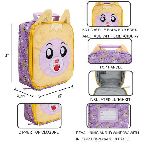 Bioworld Lankybox Foxy lunchbox puff print detail highlights vibrant design