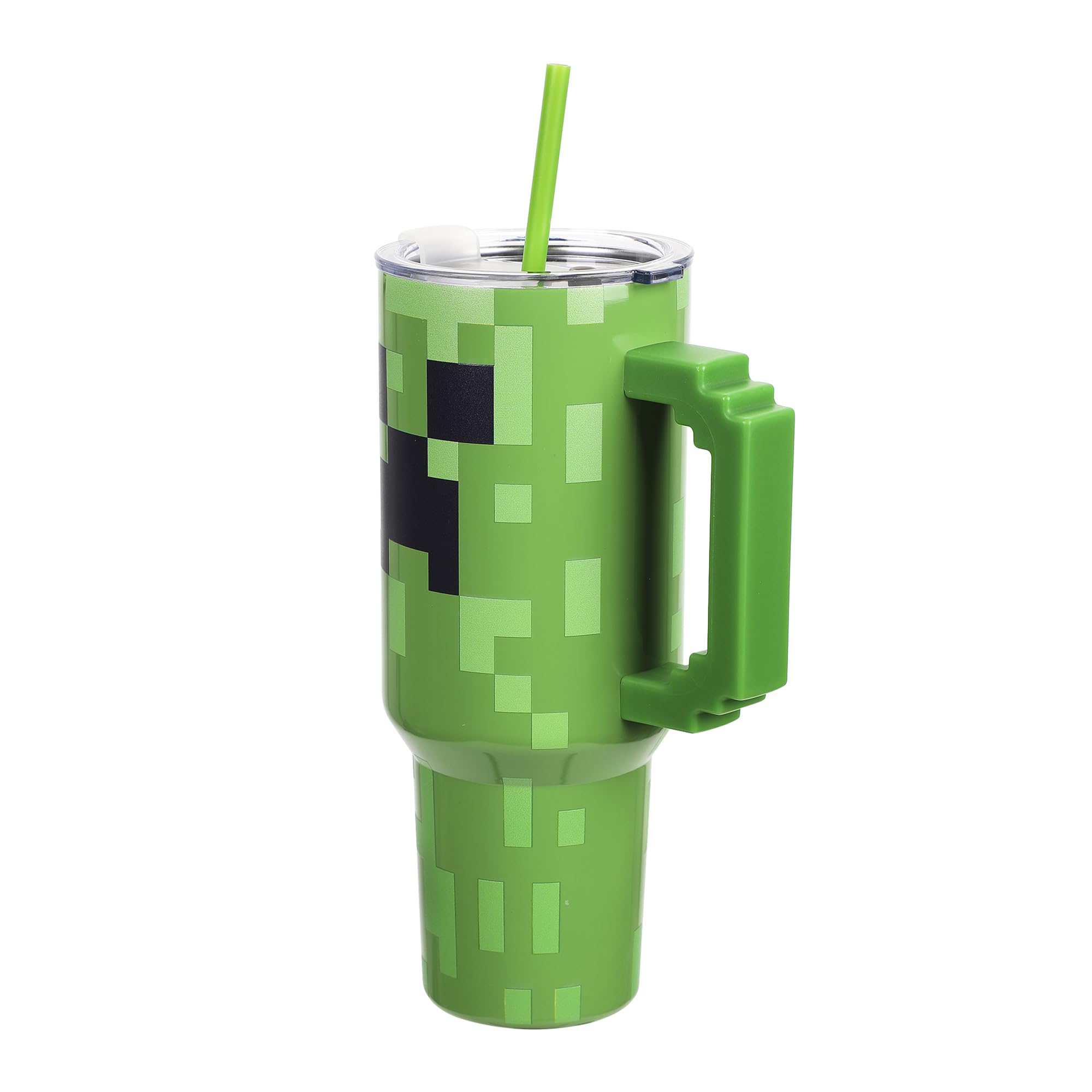 Bioworld Creeper tumbler with green straw for easy sipping on the go.