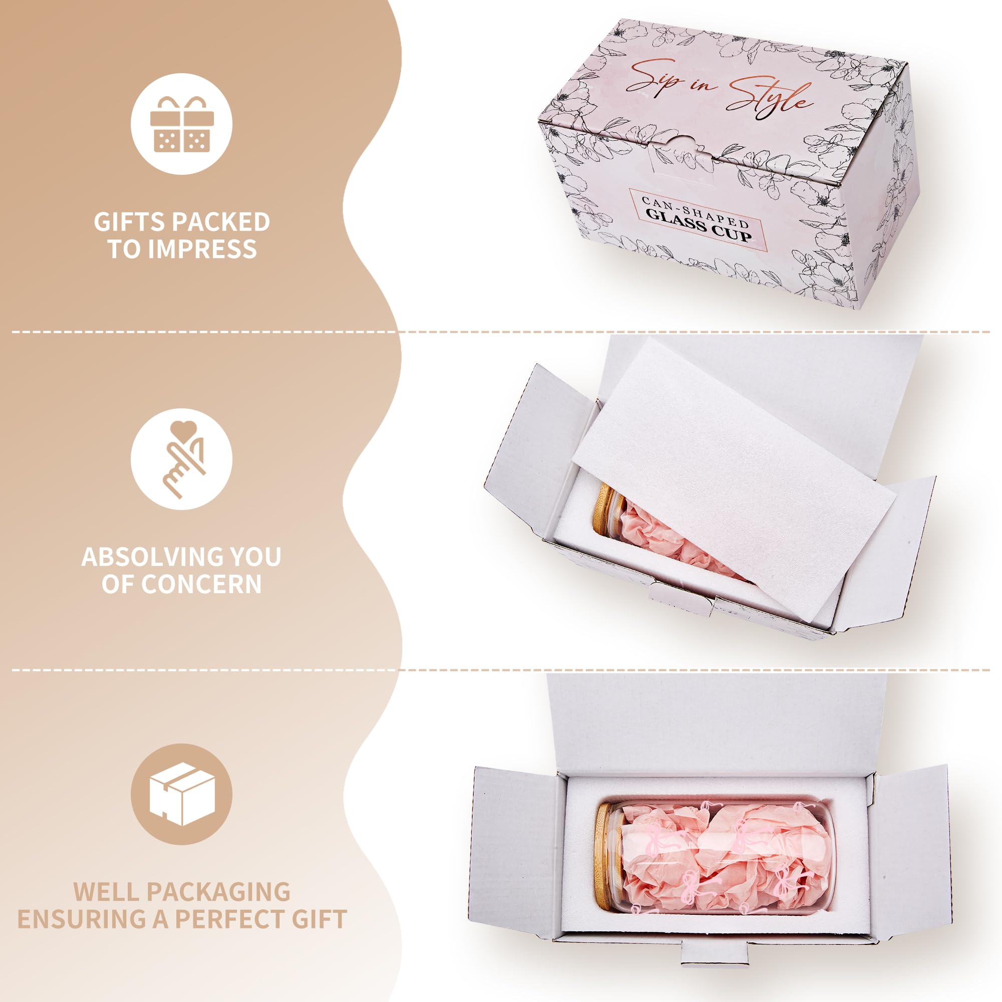 BIPEDS Coquette pink bow glass cup packaging and gift-ready presentation.