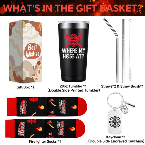 BIRGILT Firefighter tumbler 20oz handle grip shows ergonomic design for comfortable carry.