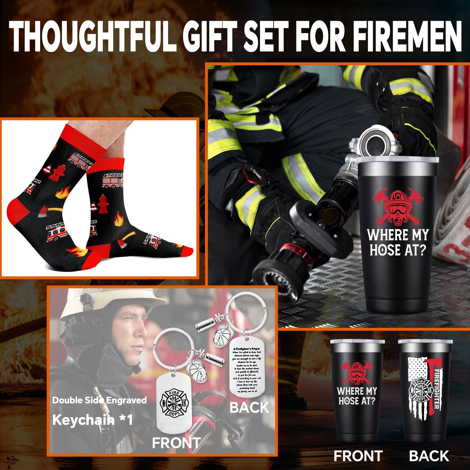 BIRGILT Firefighter tumbler 20oz stainless steel body emphasizes durable, long-lasting construction.