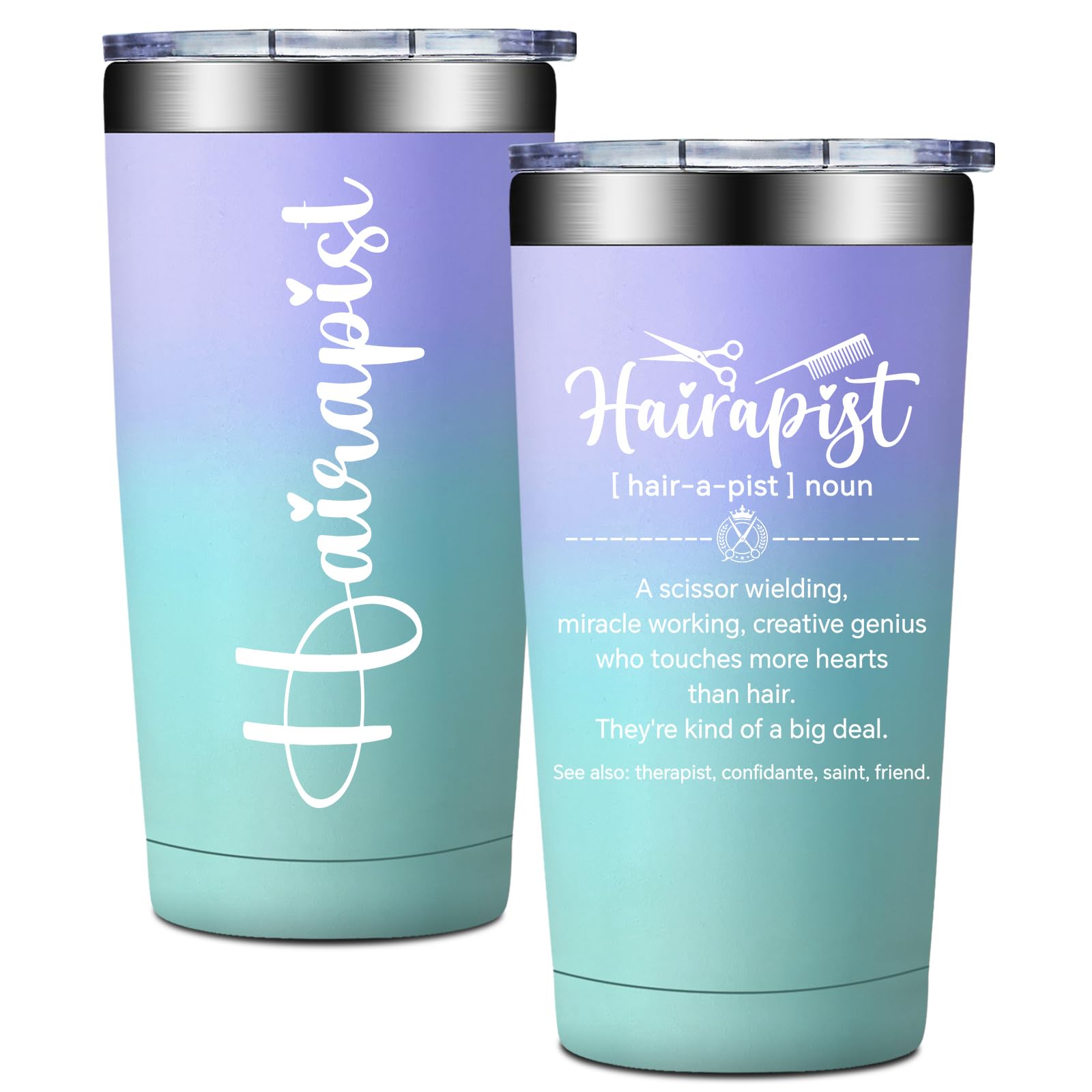 BIRGILT hairdresser tumbler 20oz keeps drinks at the right temperature on busy days.