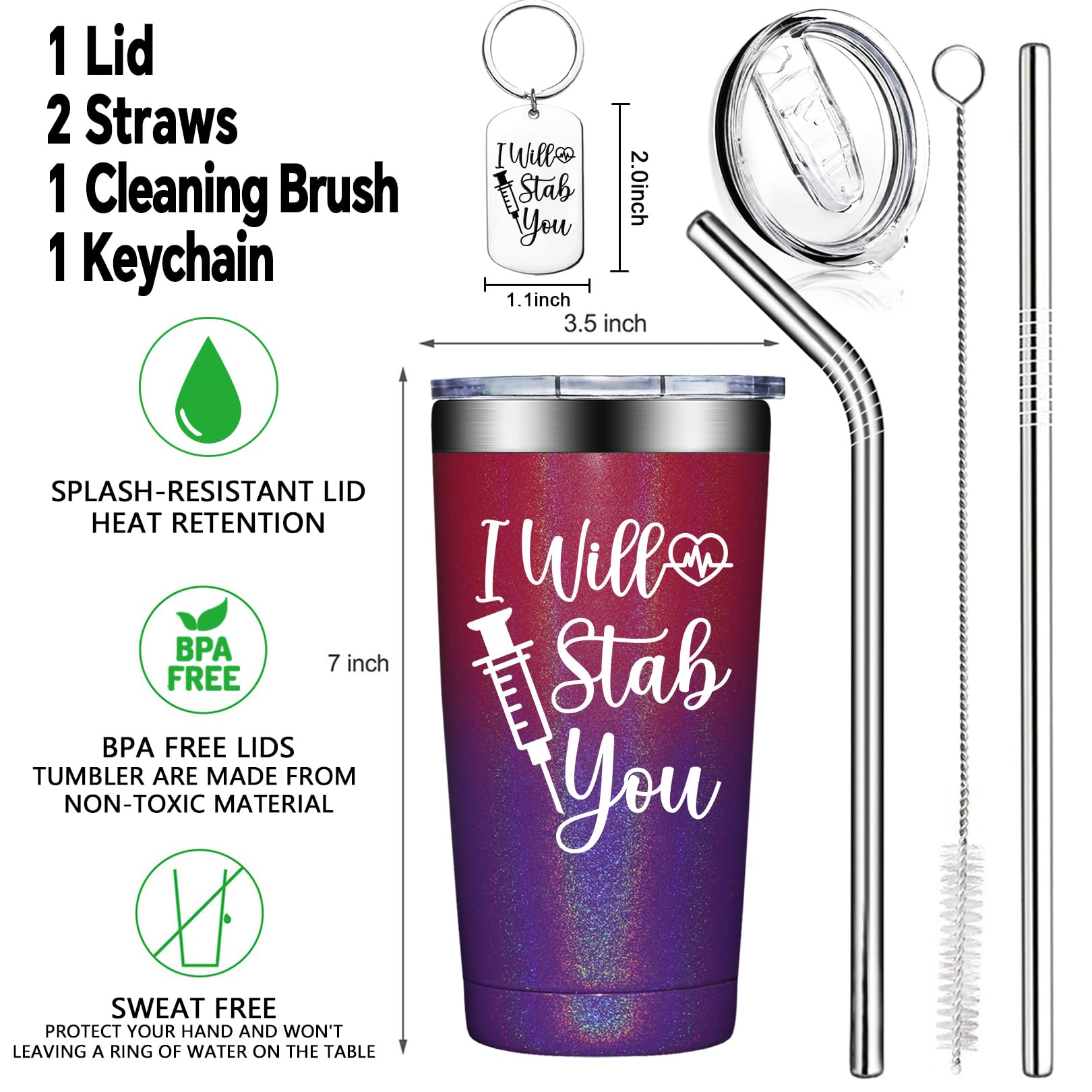 BirGILT I Will Stab You nurse tumbler highlights humor and practicality.