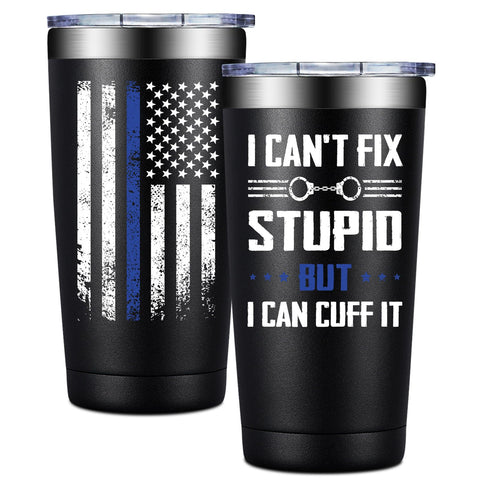Birgilt police tumbler 20oz front view, ideal gift for officers on the go.