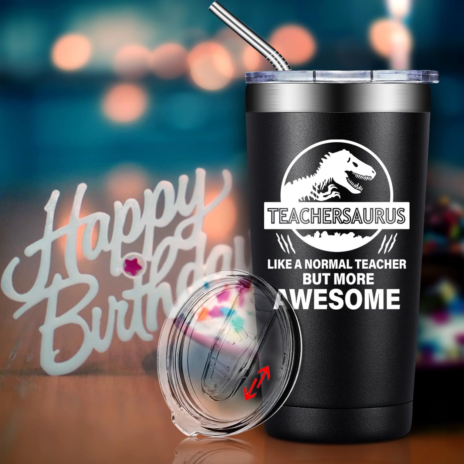 BIRGILT Teachersaurus tumbler on a desk during planning