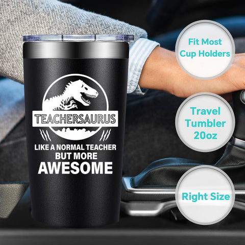 BIRGILT Teachersaurus tumbler at an outdoor school event