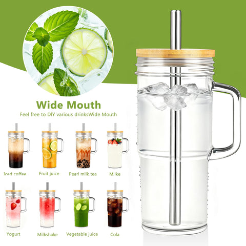 Birity glass cup with lid and straw for spill-free transport.