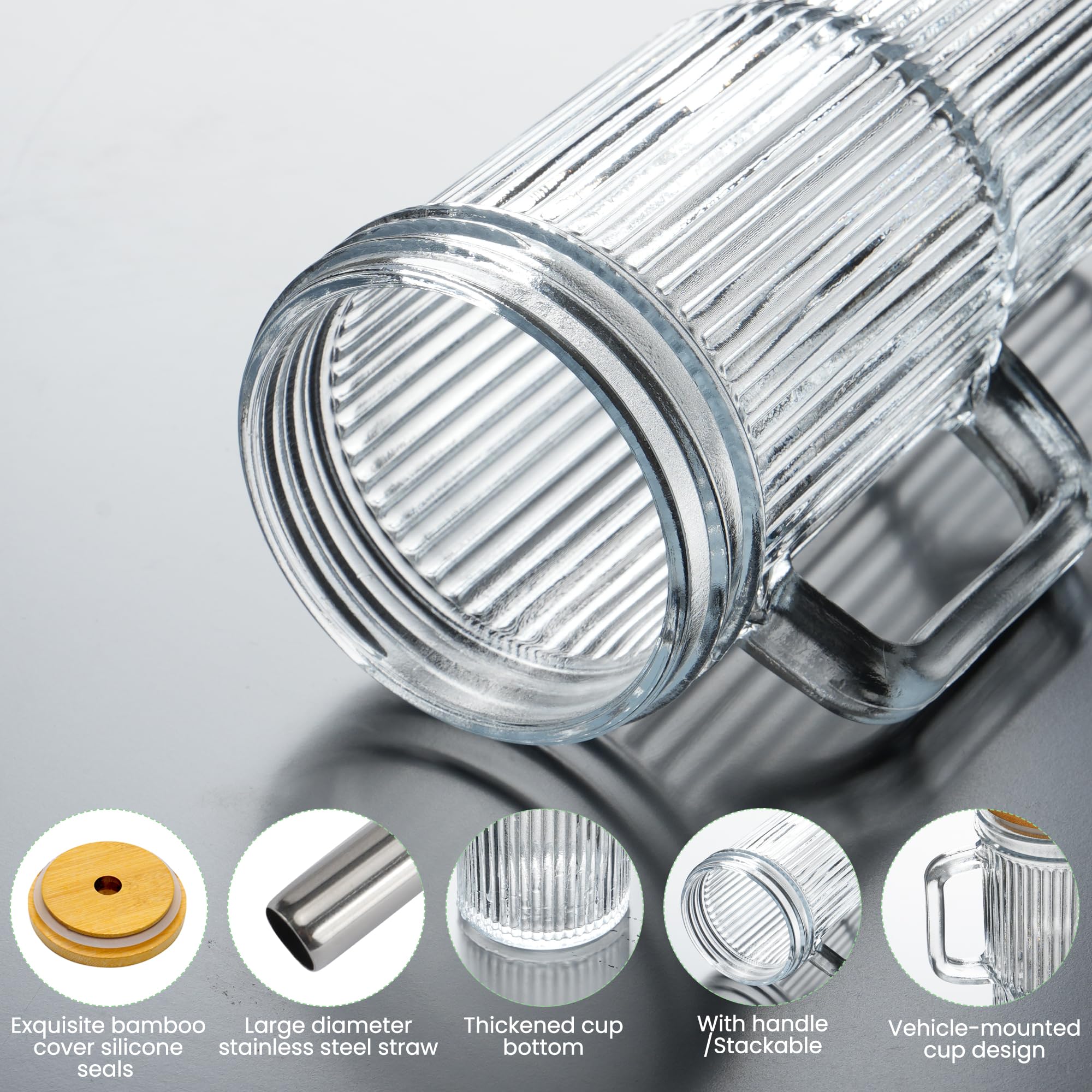 Birity glass tumbler with lid and straw keeps beverages secure while traveling