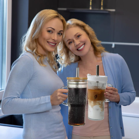 Birity 24oz glass cup with wide mouth for ice