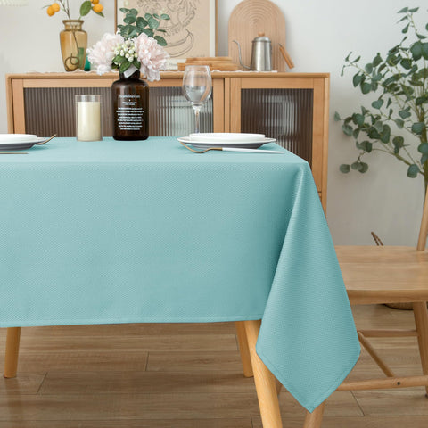 Kitchen dining scene featuring Biscaynebay Aqua Blue tablecloth