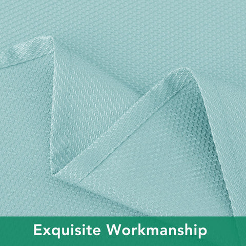 Liquids bead up on Biscaynebay Aqua Blue tablecloth surface for quick cleanup