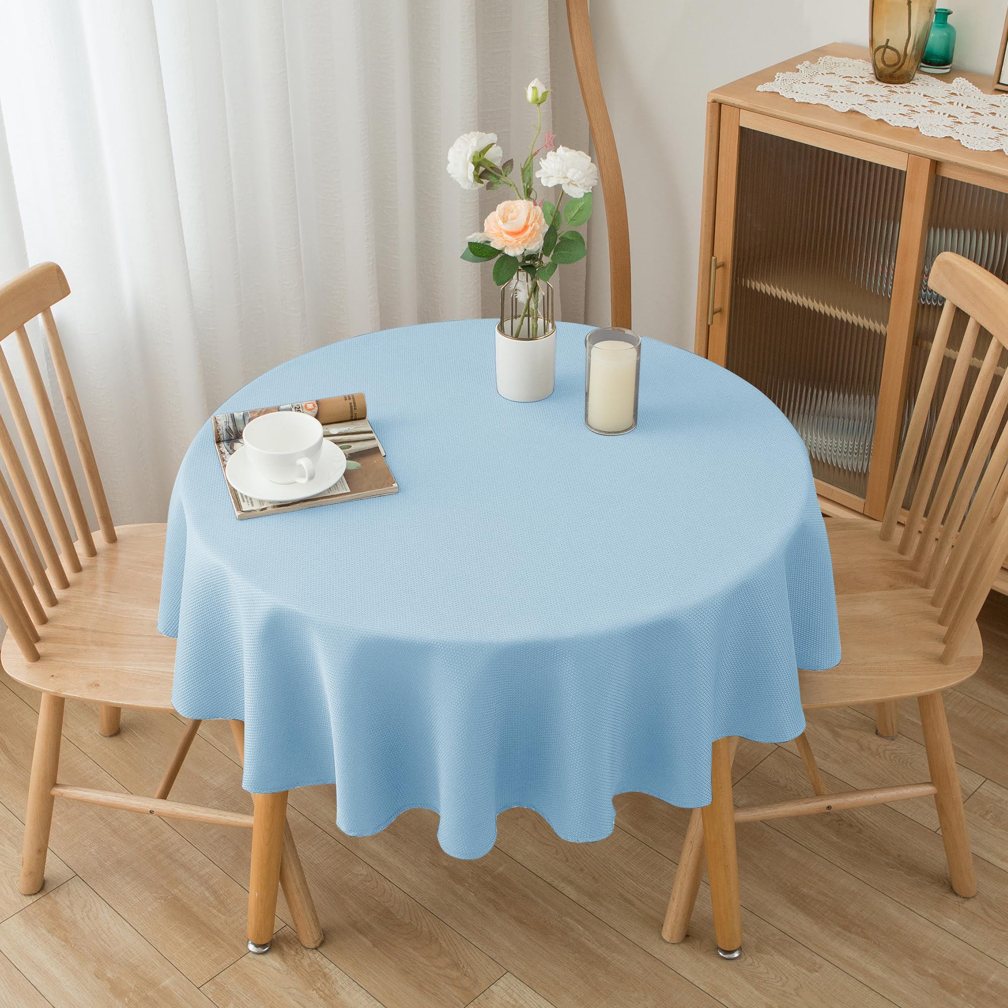 Biscaynebay easy-clean tablecloth wipes spills with a damp cloth.