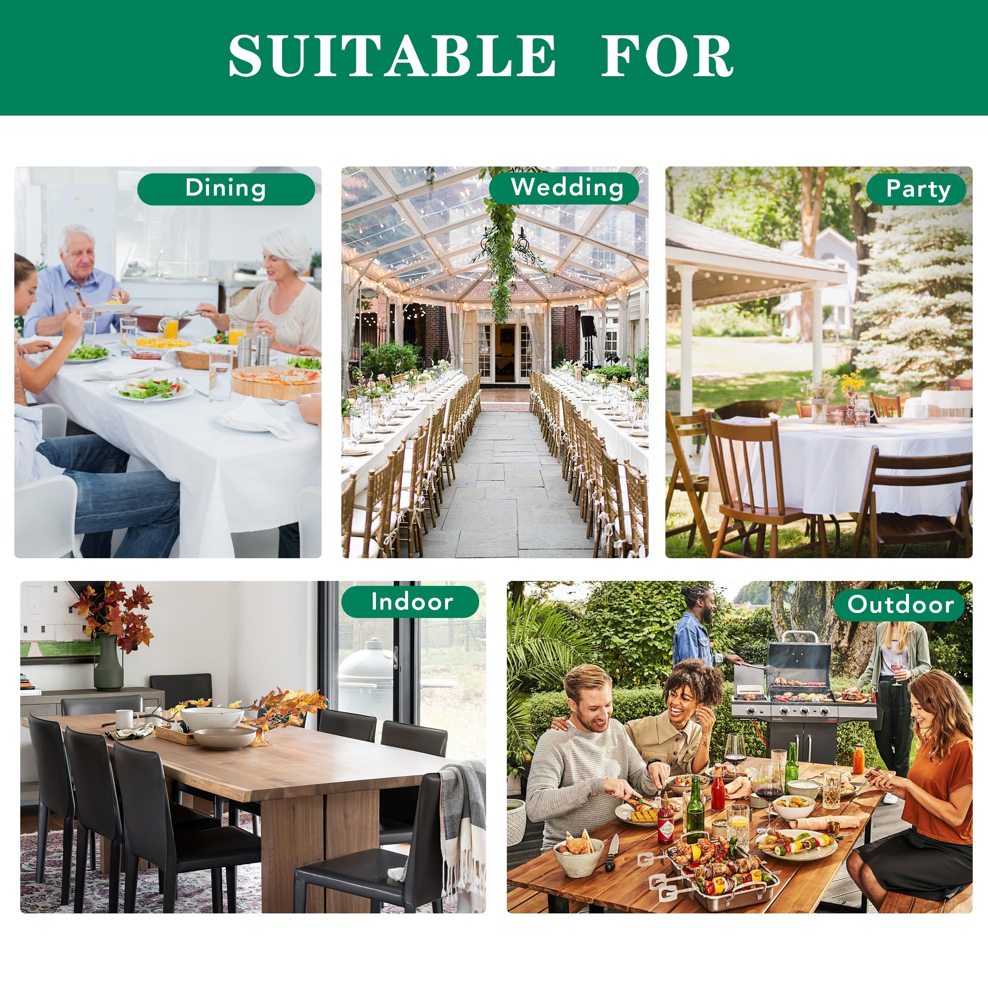 Biscaynebay 70x108 size fits many rectangular dining tables.