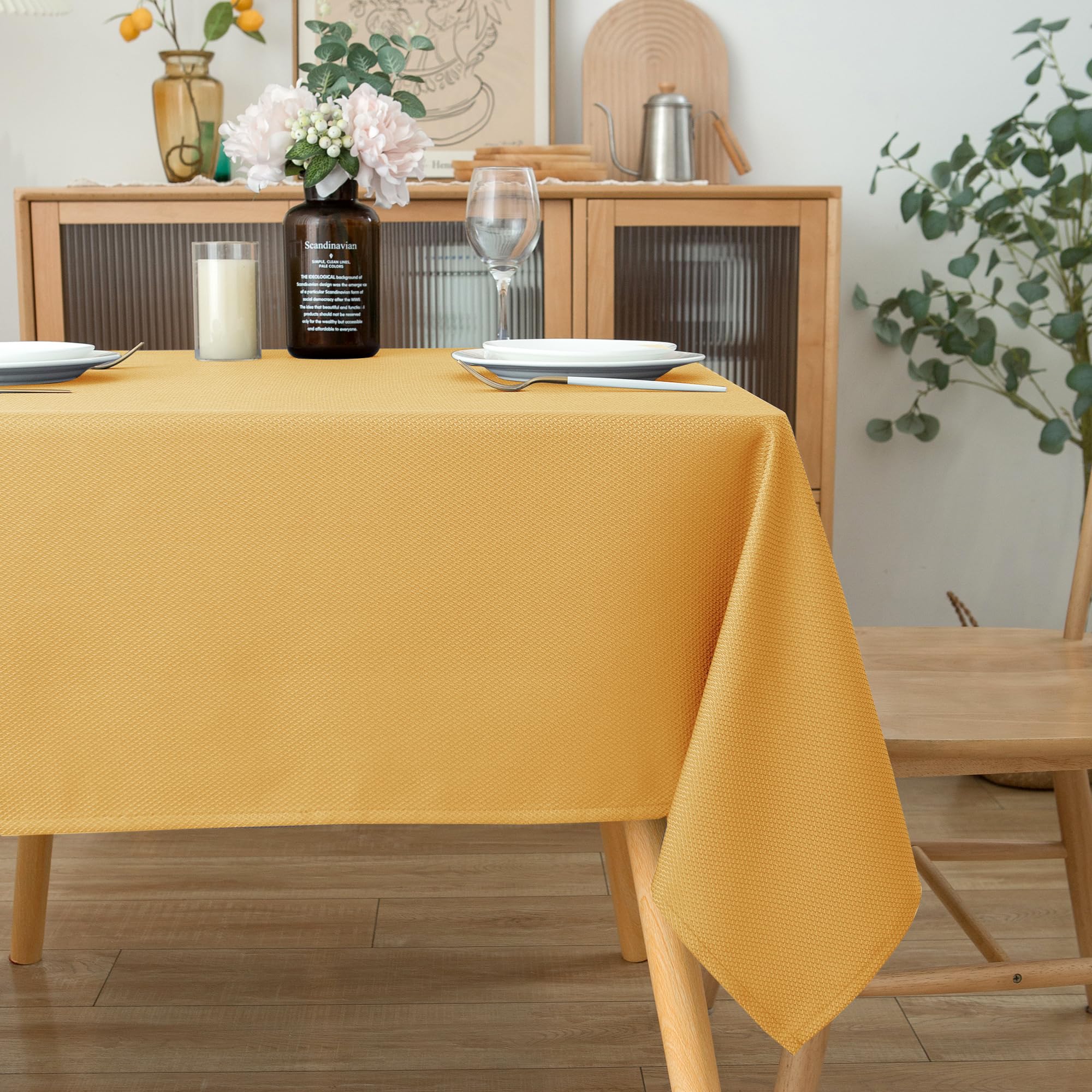 Biscaynebay Fall Tablecloth in a family kitchen setup for everyday meals.