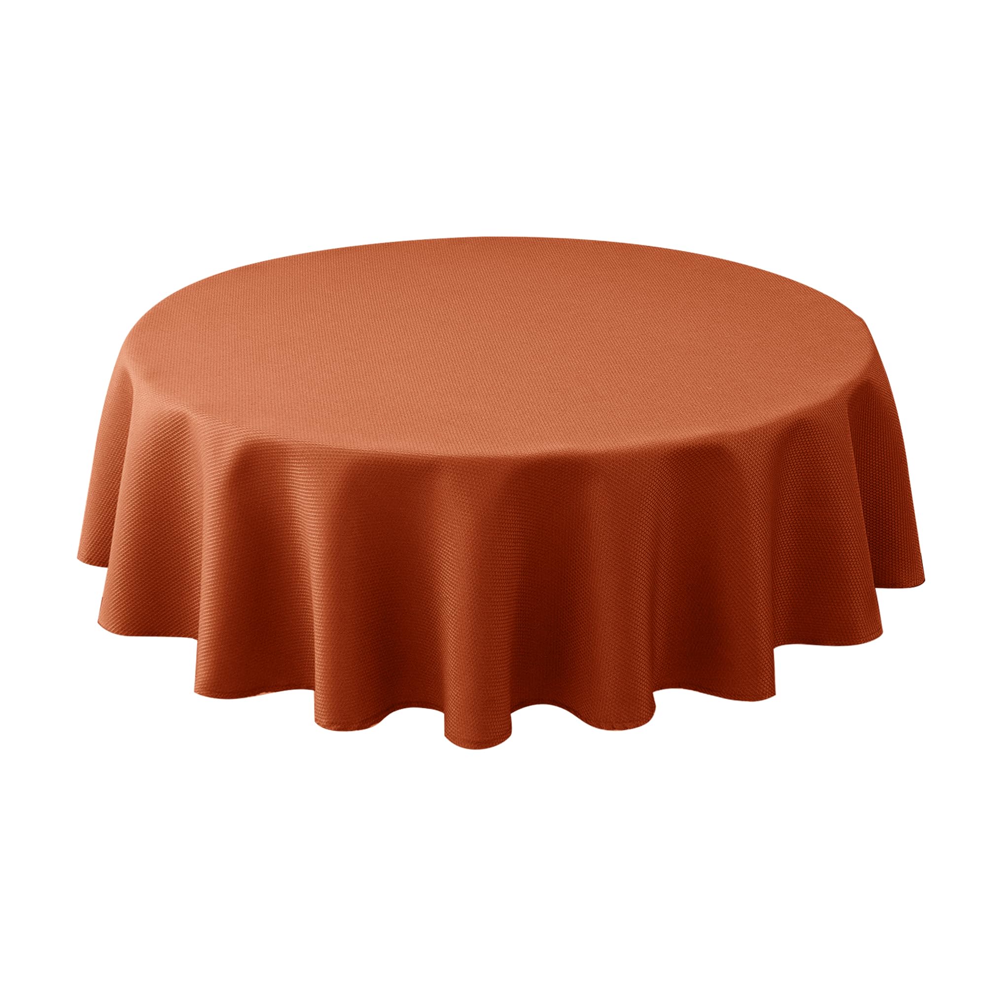 Biscaynebay fall round tablecloth in textured rust for rustic dining.