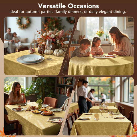 Biscaynebay round tablecloth on folding table offers quick festive makeover.