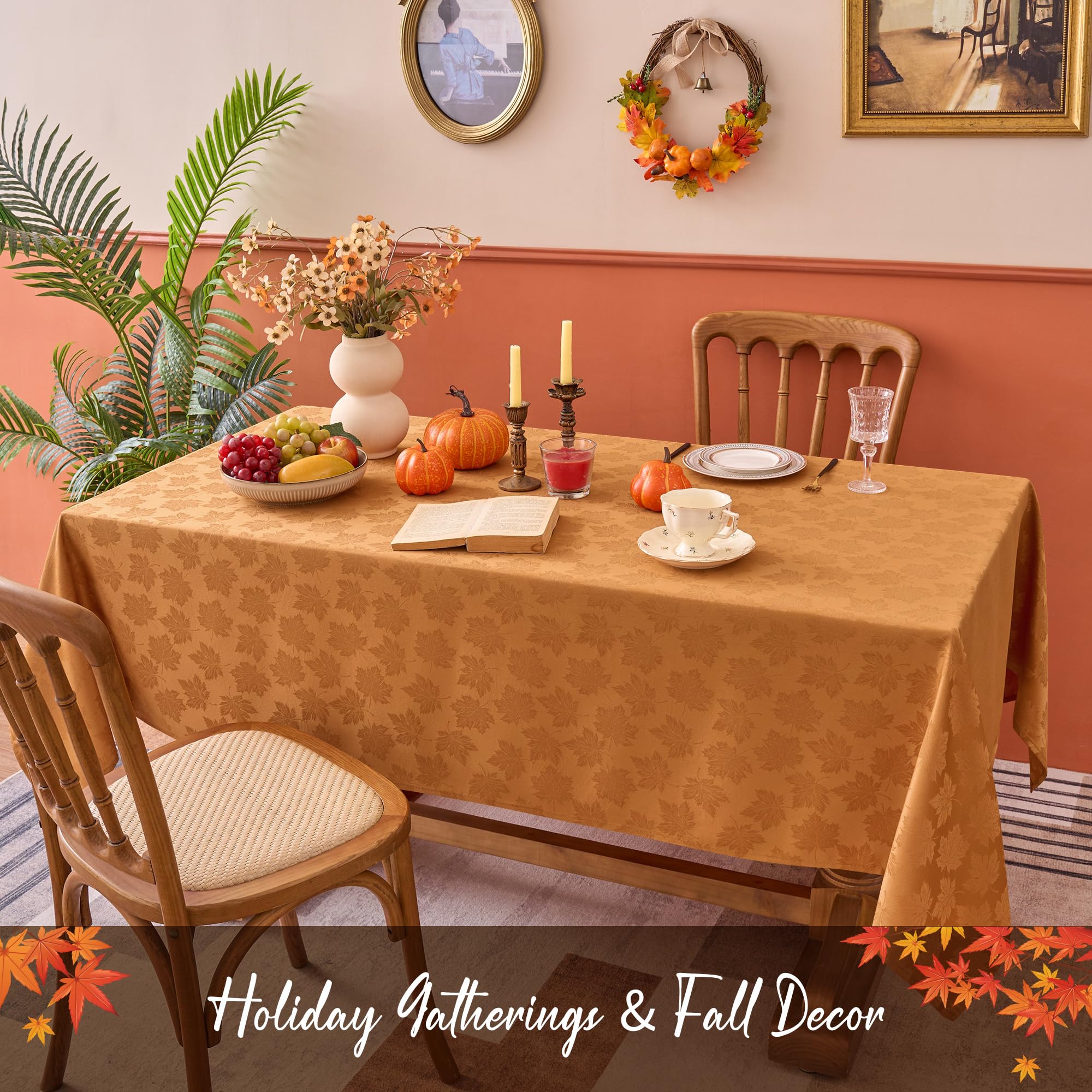 Biscaynebay holiday tablecloth amber damask for warm, inviting dinners.