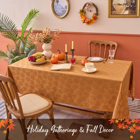 Biscaynebay holiday tablecloth amber damask for warm, inviting dinners.