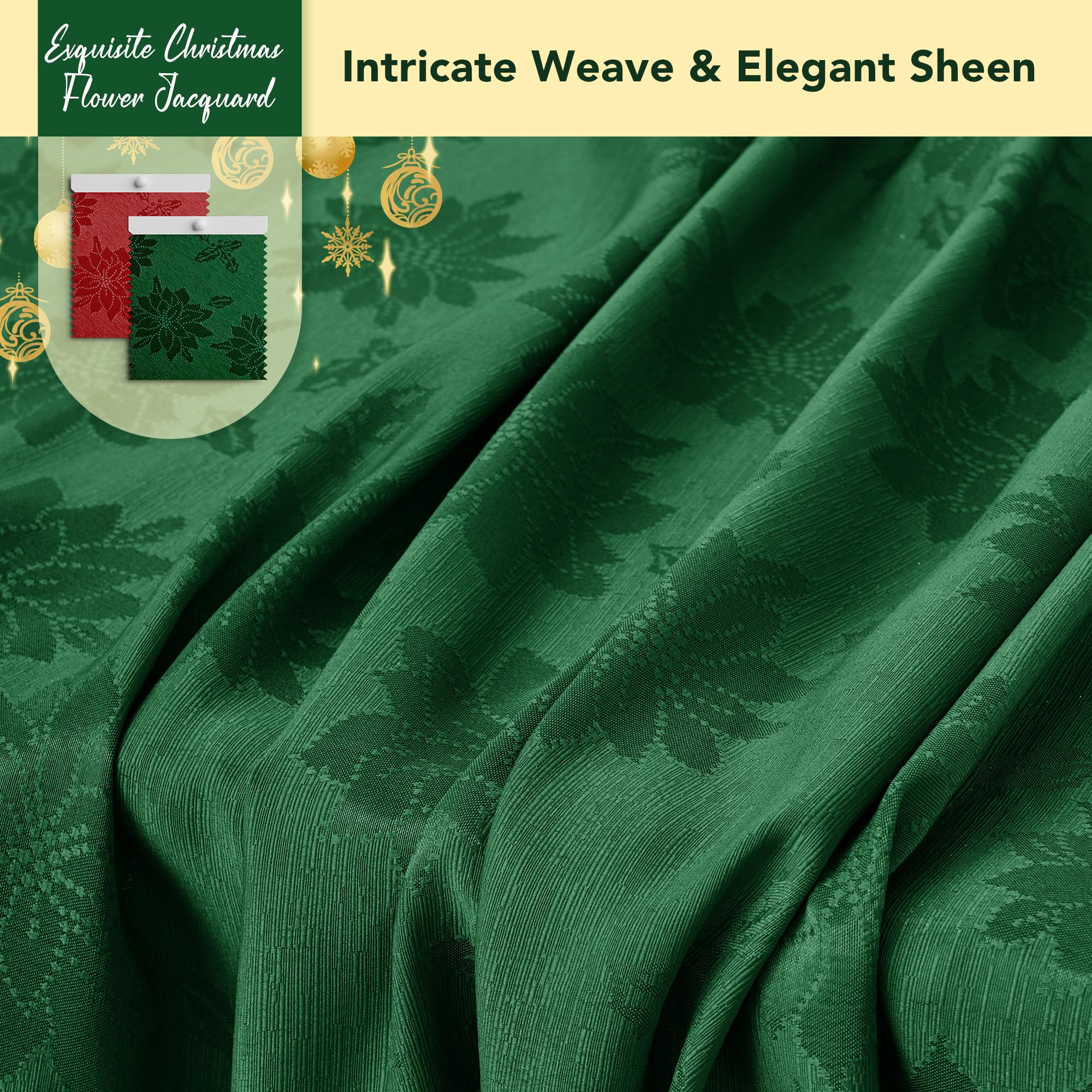 Biscaynebay jacquard poinsettia pattern adds elegant texture to holiday meals.