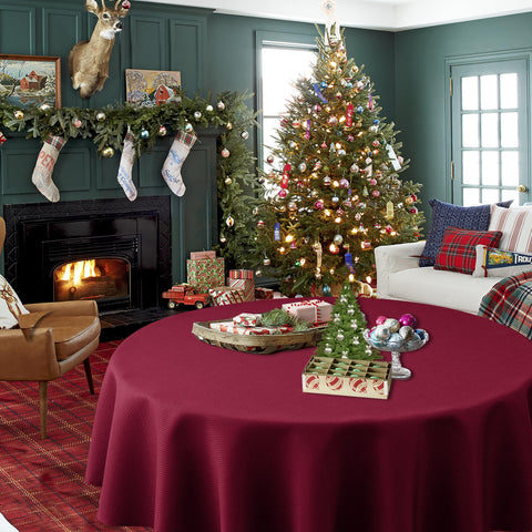 Biscaynebay kitchen-dining-round-tablecloth complements family meals with elegant drape