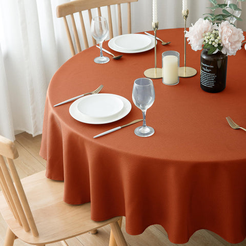 Biscaynebay machine-washable fabric tablecloth for simple upkeep.