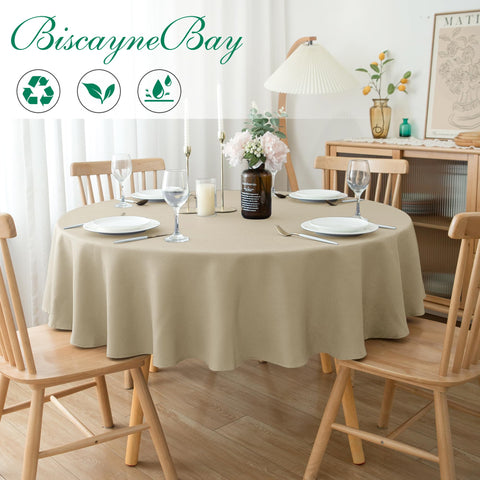 Biscaynebay polyester fabric tablecloth emphasizes longevity and easy styling for any table