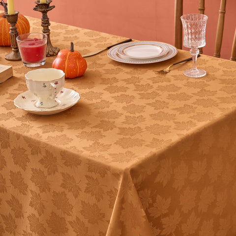 Biscaynebay rectangular tablecloth 60x120 amber damask enhances any dining setup.