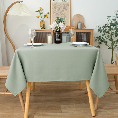 Biscaynebay Sage tablecloth close-up texture shows durable polyester fabric